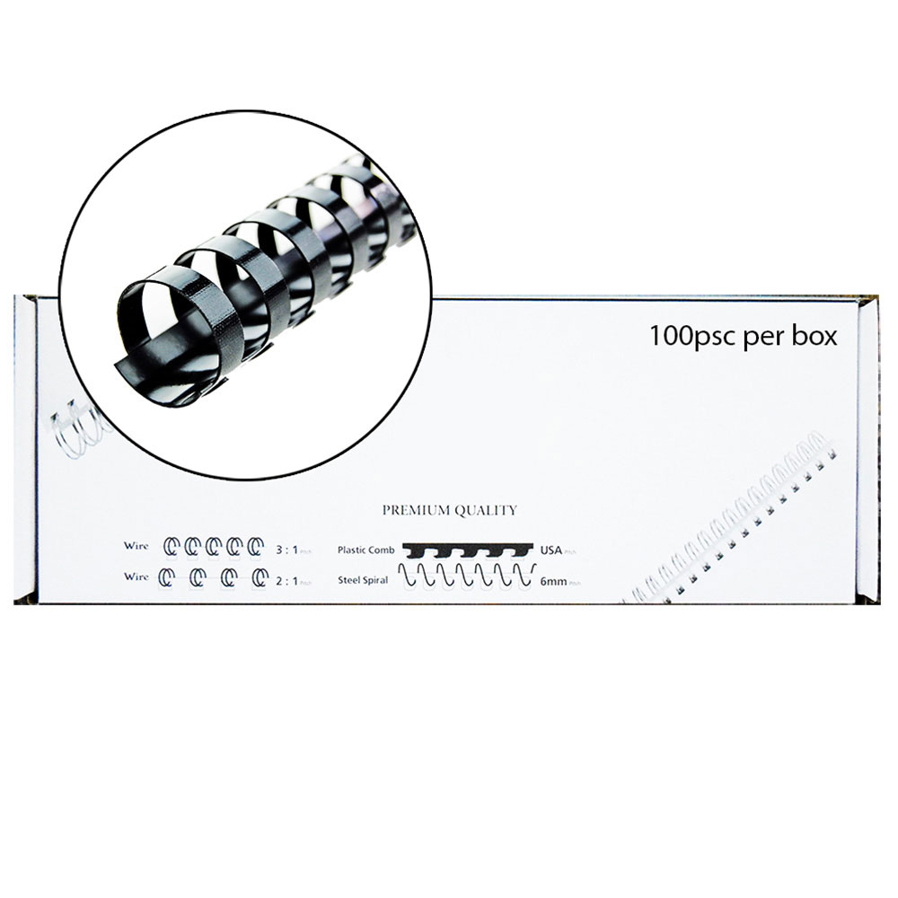 M-Bind Plastic Binding Comb - 10mm x 21 Ring, 100pcs/box, Black M-Bind Plastic Binding Comb - 10mm x 21 Ring, 100pcs/box, Black